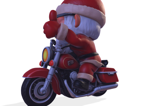 Santa Claus Biker High Poly 3D Printable Figurine 3D Print Model