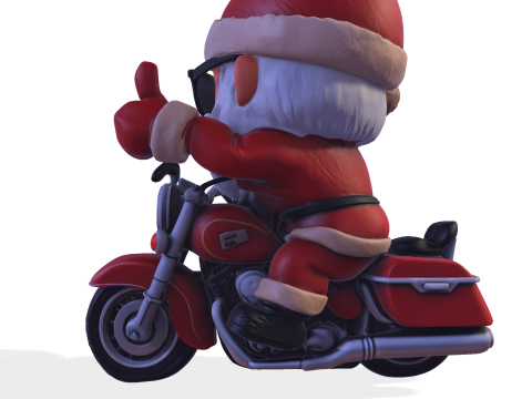 Santa Claus Biker High Poly 3D Printable Figurine 3D Print Model
