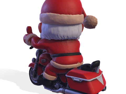 Santa Claus Biker High Poly 3D Printable Figurine 3D Print Model