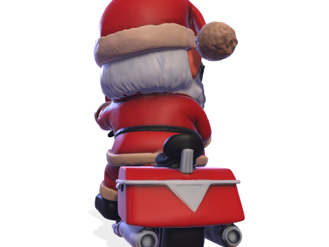 Santa Claus Biker High Poly 3D Printable Figurine 3D Print Model