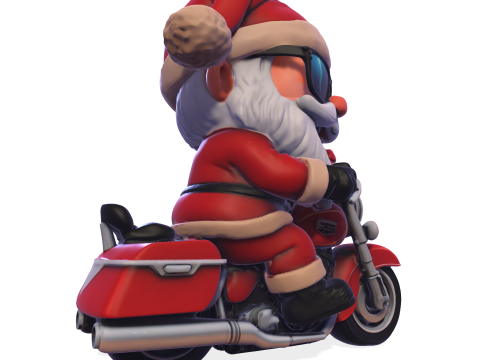 Santa Claus Biker High Poly 3D Printable Figurine 3D Print Model