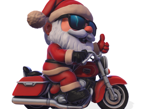 Santa Claus Biker High Poly 3D Printable Figurine 3D Print Model