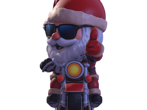 Santa Claus Biker High Poly 3D Printable Figurine 3D Print Model