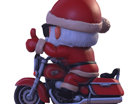 Santa Claus Biker High Poly 3D Printable Figurine 3D Print Model