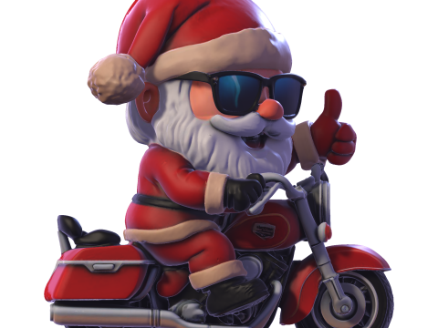 Santa Claus Biker High Poly 3D Printable Figurine 3D Print Model