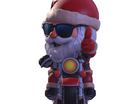 Santa Claus Biker High Poly 3D Printable Figurine 3D Print Model