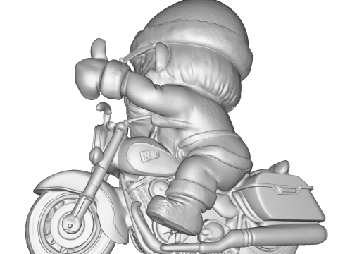 Santa Claus Biker High Poly 3D Printable Figurine 3D Print Model