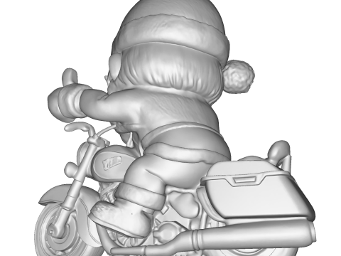 Santa Claus Biker High Poly 3D Printable Figurine 3D Print Model