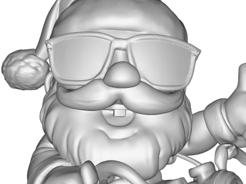 Santa Claus Biker High Poly 3D Printable Figurine 3D Print Model