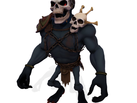 Patung Cetak 3D Poli Tinggi Skullbound Titan Model Cetak 3D