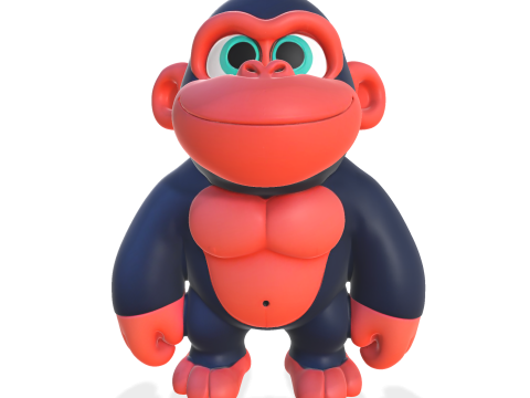 Cute Gorilla High Poly 3D Printable Figurine 3D Print Model