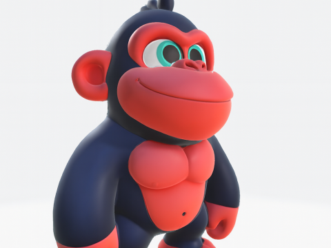 Cute Gorilla High Poly 3D Printable Figurine 3D Print Model