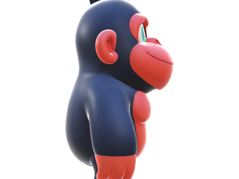 Cute Gorilla High Poly 3D Printable Figurine 3D Print Model