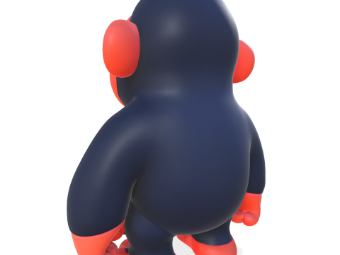 Cute Gorilla High Poly 3D Printable Figurine 3D Print Model