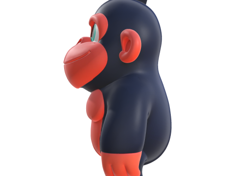 Cute Gorilla High Poly 3D Printable Figurine 3D Print Model