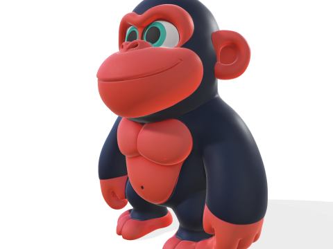 Cute Gorilla High Poly 3D Printable Figurine 3D Print Model