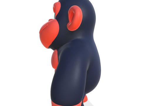 Cute Gorilla High Poly 3D Printable Figurine 3D Print Model