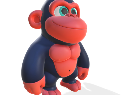 Cute Gorilla High Poly 3D Printable Figurine 3D Print Model