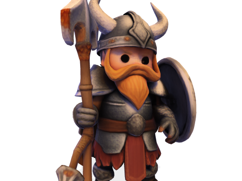 Laag poly Viking-speerman 3D printmodel