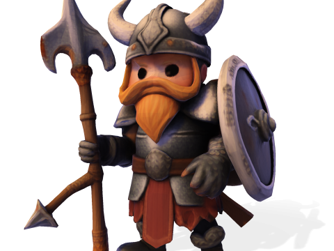 Low Poly Viking Spearman 3D Print Model