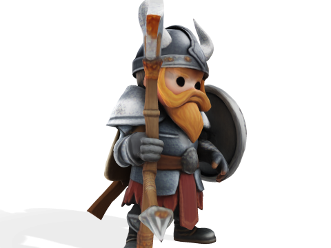 Low Poly Viking Spearman 3D Print Model