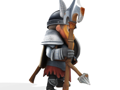 Low Poly Viking Spearman 3D Print Model