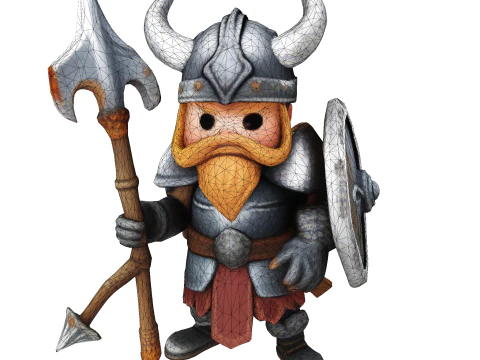Low Poly Viking Spearman 3D Print Model