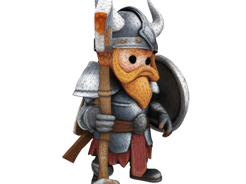 Low Poly Viking Spearman 3D Print Model