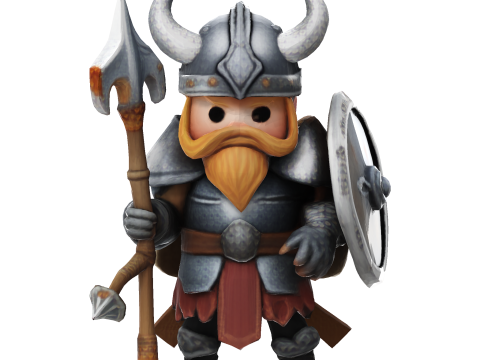 Low Poly Viking Spearman 3D Print Model
