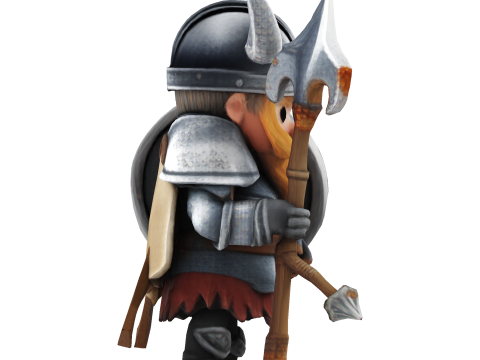 Low Poly Viking Spearman 3D Print Model