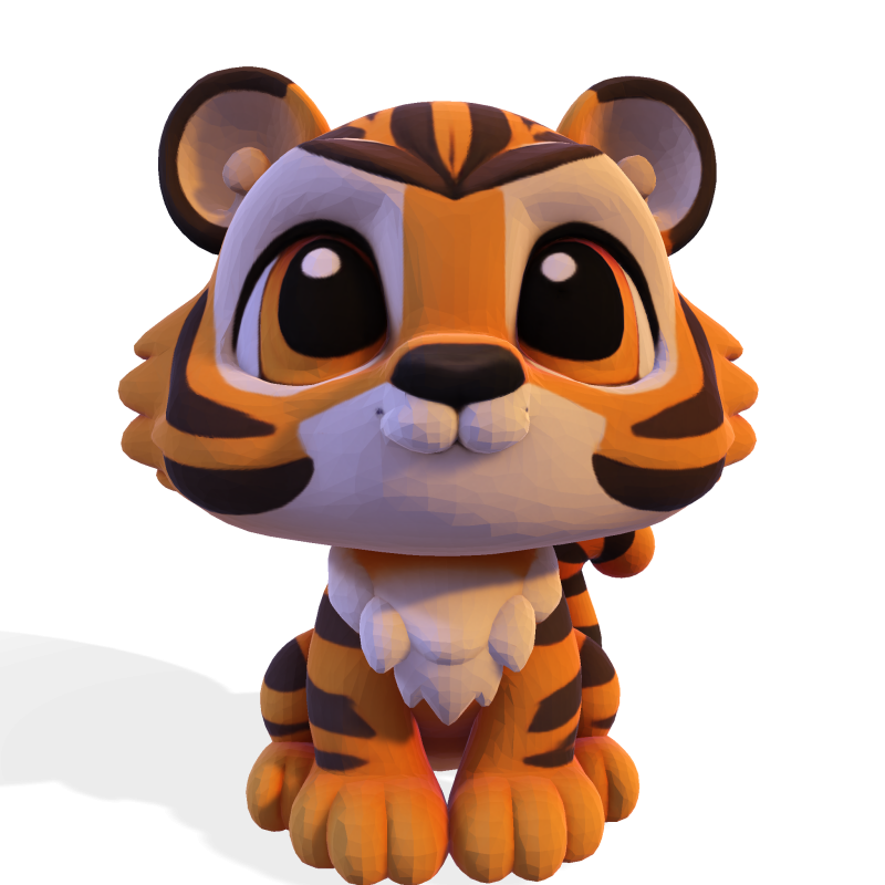 Adorable petit tigre Low Poly - Prêt à imprimer Modèles 3D en vedette .c4d .max .obj .3ds .fbx .stl .blend 