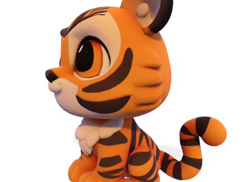 Adorable petit tigre Low Poly - Prêt à imprimer Modèles 3D en vedette