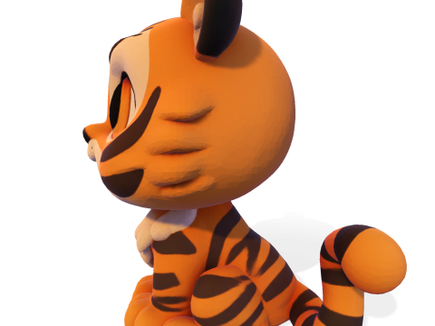 Adorable petit tigre Low Poly - Prêt à imprimer Modèles 3D en vedette