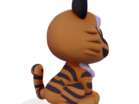Adorable petit tigre Low Poly - Prêt à imprimer Modèles 3D en vedette