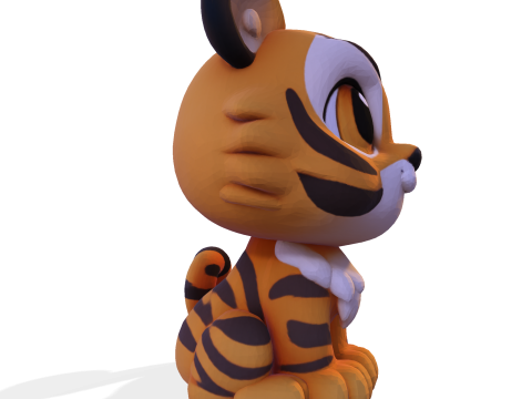 Adorable petit tigre Low Poly - Prêt à imprimer Modèles 3D en vedette