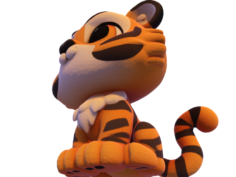 Adorable petit tigre Low Poly - Prêt à imprimer Modèles 3D en vedette