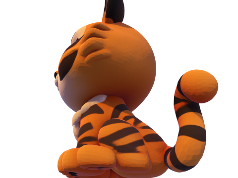 Adorable petit tigre Low Poly - Prêt à imprimer Modèles 3D en vedette