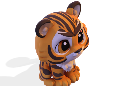 Adorable petit tigre Low Poly - Prêt à imprimer Modèles 3D en vedette