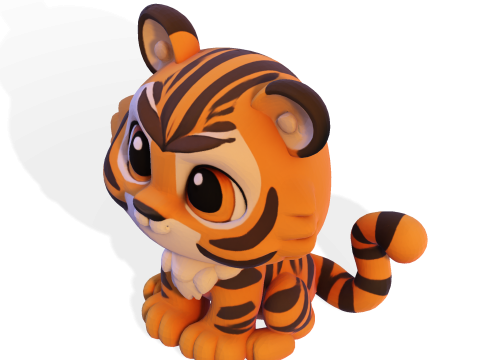 Adorable petit tigre Low Poly - Prêt à imprimer Modèles 3D en vedette