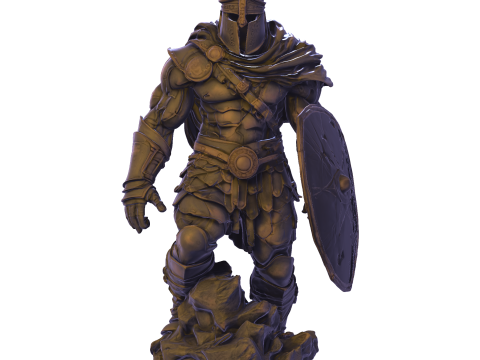 Patung Prajurit Lapis Baja Poli Tinggi Model Cetak 3D