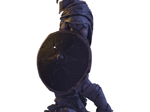 High-Poly Armored Warrior Statue 3D Print Model