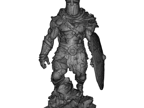 High-Poly Armored Warrior Statue 3D Print Model