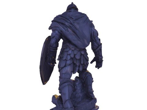 High-Poly Armored Warrior Statue 3D Print Model