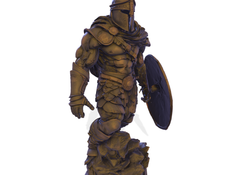 Patung Prajurit Lapis Baja Poli Tinggi Model Cetak 3D