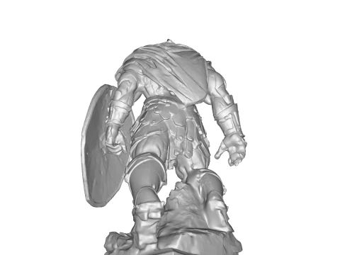 High-Poly Armored Warrior Statue 3D Print Model