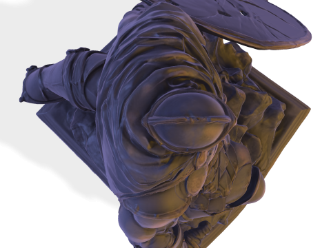 Patung Prajurit Lapis Baja Poli Tinggi Model Cetak 3D