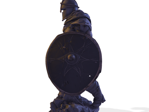 Patung Prajurit Lapis Baja Poli Tinggi Model Cetak 3D