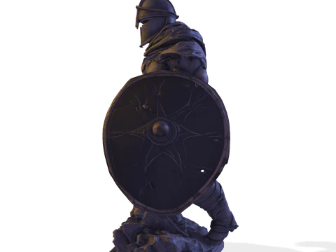 High-Poly Armored Warrior Statue 3D Print Model