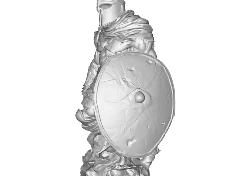 High-Poly Armored Warrior Statue 3D Print Model