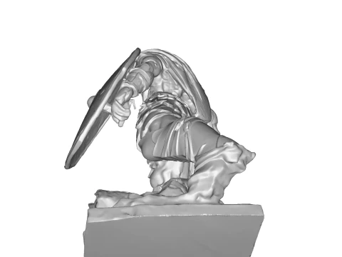 High-Poly Armored Warrior Statue 3D Print Model